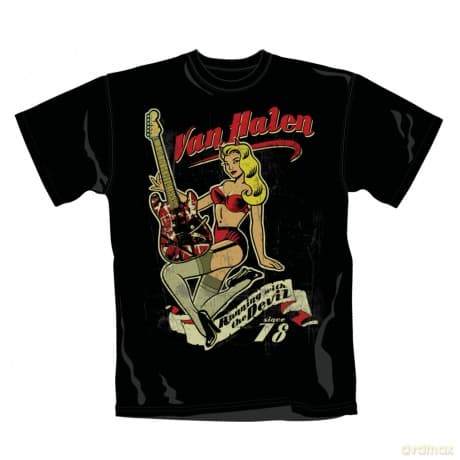Van Halen: Pin Up Guitar, Black (L) [T-SHIRT]