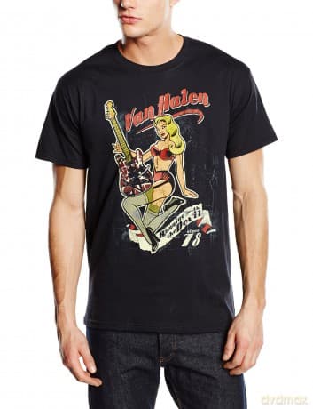 Van Halen: Pin Up Guitar, Black (L) [T-SHIRT]
