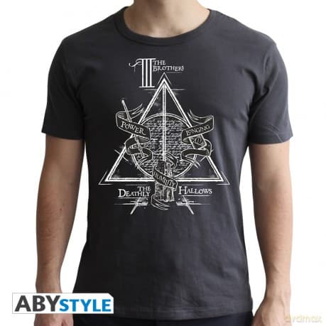 HARRY POTTER T-shirt Deathly Hallows man SS dark grey new fit S