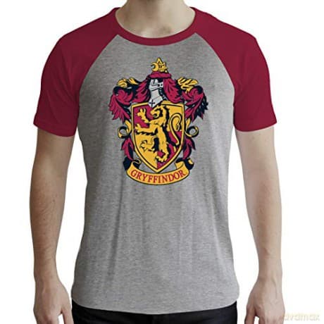 HARRY POTTER T-shirt Gryffindor man SS grey & red- premium XXL
