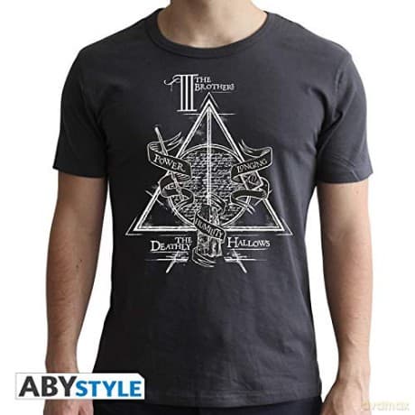 HARRY POTTER T-shirt Deathly Hallows man SS dark grey new fit XXL