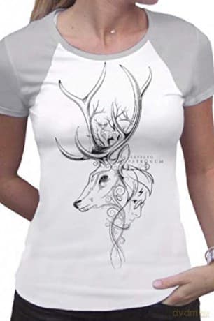 HARRY POTTER T-shirt Patronus woman SS white & grey premium L