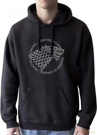 GAME OF THRONES Sweat Stark man without zip black (Gra o Tron)