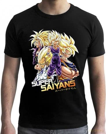 DRAGON BALL T-shirt DBZ/ Saiyans man SS black new fit M