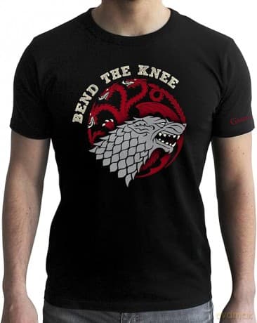 GAME OF THRONES T-shirt Bend the Knee man SS black new fit (Gra o Tron) L