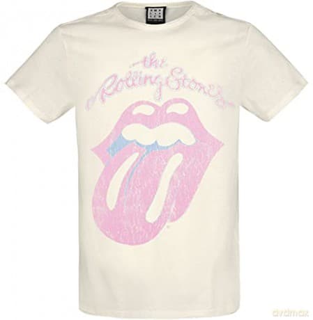 The Rolling Stones - Washed Out Amplified Vintage White L T-shirt