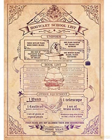 HARRY POTTER - Poster School list (91.5x61)