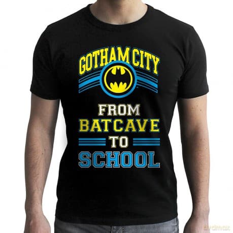 Batman - Man Black tshirt BATCAVE TO SCHOOL