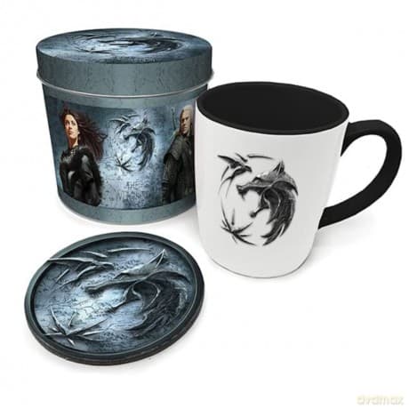 THE WITCHER (TASTE OF STEEL) MUG AND COASTER IN TIN SET / zestaw prezentowy Wiedźmin: kubek plus podkładka w ozdobnej puszce