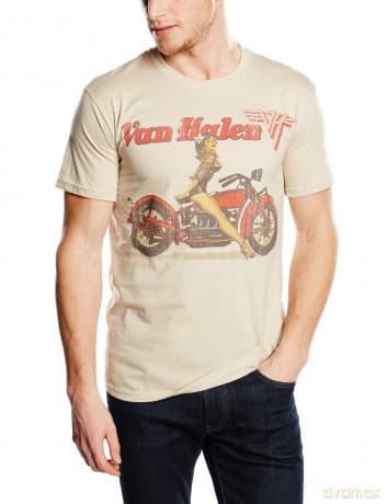 Van Halen: Biker Pin Up Sand, Men's (M) [T-SHIRT]