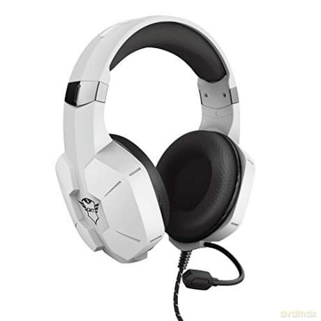 Trust Gaming Cuffie PS4, PS5/5 GXT 323W Carus con Microfono Flessibile, 3.5 mm Jack, Filo, Over Ear, Controllo del Volume ed Esclusione Audio del Microfono - Bianco