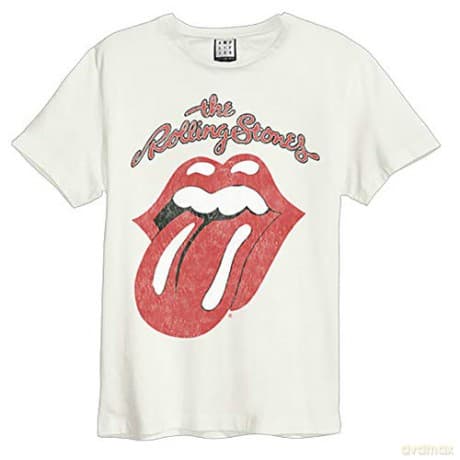 The Rolling Stones: Rolling Stones Vintage Tongue Amplified Large Vintage White T Shirt