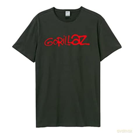 Gorillaz: Gorillaz - Logo Amplified Xx Large Vintage Charcoal T Shirt