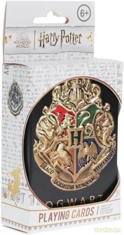 Harry Potter Hogwarts Playing Cards in a Tin Black / Zestaw kart do gry Harry Potter w metalowej puszce z logo Hogwartu