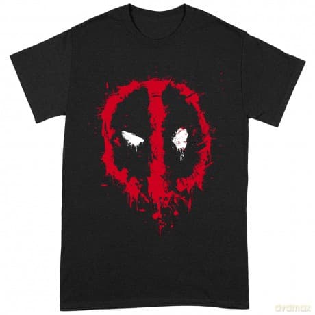 Deadpool: Splat Face Medium Black T-Shirt