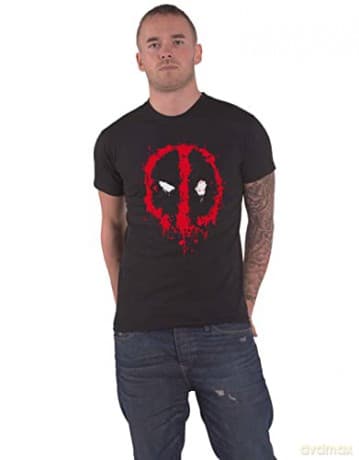 Deadpool: Splat Face Small Black T-Shirt