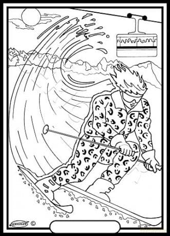 Une SKIEUSE - Tableau A COLORIER