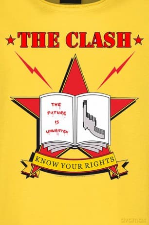 Clash: The Clash - Know Your Rights Amplified Vintage Yellow Large T Shirt