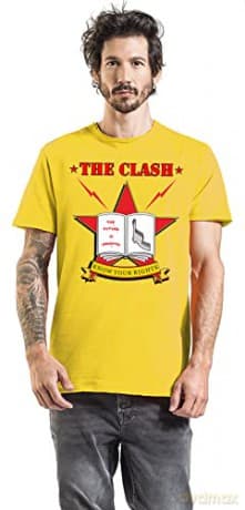 Clash: The Clash - Know Your Rights Amplified Vintage Yellow X Large T Shirt