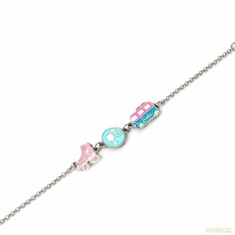 Barbie: Barbie Charm Enamelled Charm Bracelet (Silhouette. Skate. & Camper Van)