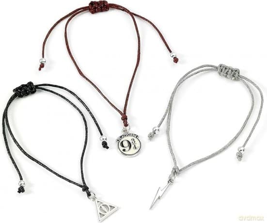 Harry Potter: Harry Potter Platform 9 3/4. Lightning Bolt & Deathly Hallows Friendship Bracelet 3 Piece Set