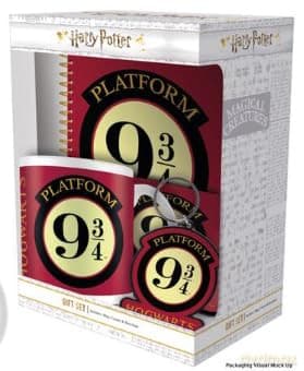 Harry Potter Platform 9 3/4 - Bumper Gift Set: mug, coaster, notebook and rubber keyring / zestaw prezentowy Harry Potter - Peron 9 3/4 zawiera: kubek, podkładkę, notatnik, brelok