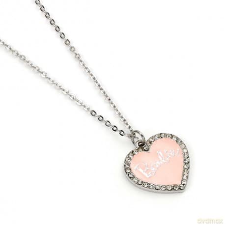 Barbie: Pink Enamel Heart Pendant Necklace With Crystal