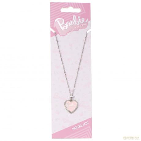 Barbie: Pink Enamel Heart Pendant Necklace With Crystal