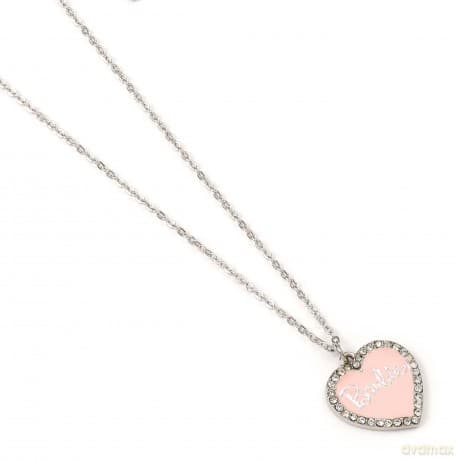 Barbie: Pink Enamel Heart Pendant Necklace With Crystal
