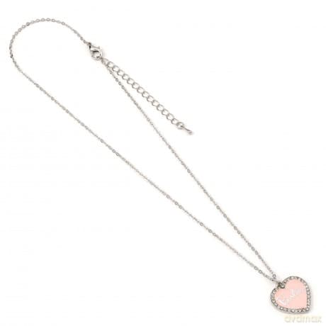 Barbie: Pink Enamel Heart Pendant Necklace With Crystal