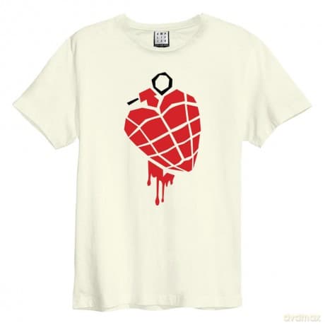 Greenday: Greenday - American Idiot Heart Grenade Amplified Vintage White Small T Shirt