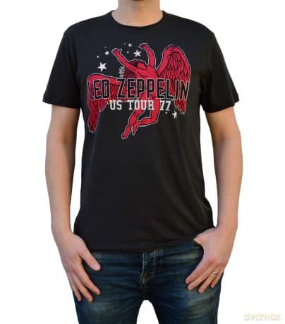 Led Zeppelin: Led Zeppelin - Us Tour 77 (Icarus) Amplified Vintage Charcoal X Large T-Shirt