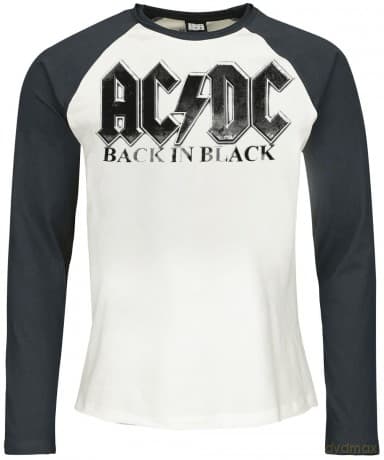 AC/DC: Back In Black Vintage White / Charcoal Mediem Baseball Jersey