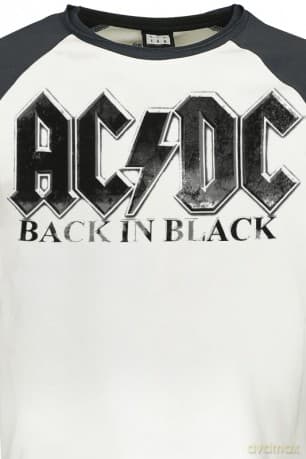 AC/DC: Back In Black Vintage White / Charcoal X Lxrge Baseball Jersey
