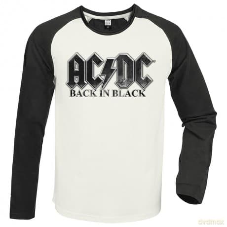 AC/DC: Back In Black Vintage White / Charcoal Xx Large Baseball Jersey