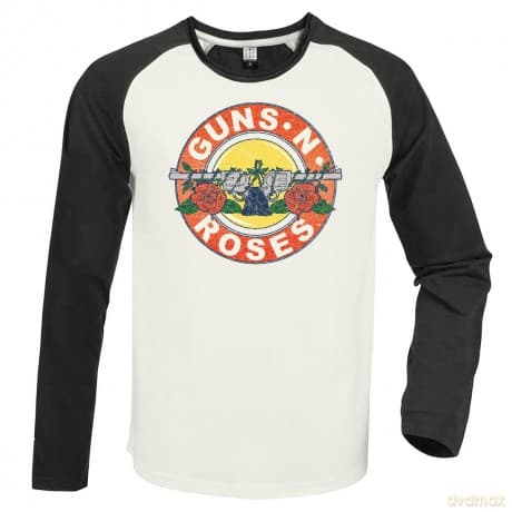 Guns N' Roses: Vintage Bullet White / Charcoal Medium Baseball Jersey