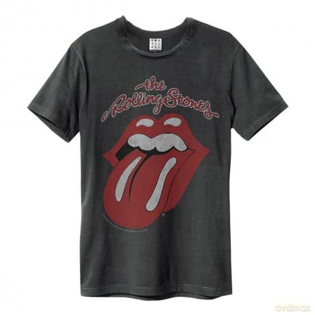 The Rolling Stones: Vintage Tongue Amplified Vintage Charcoal Large T Shirt