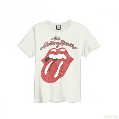 The Rolling Stones: Vintage Tongue Amplified Vintage Charcoal Large T Shirt
