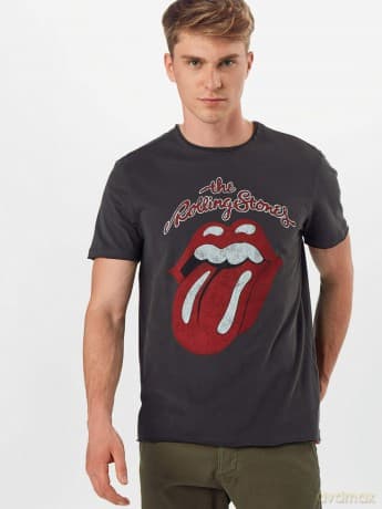 The Rolling Stones: Vintage Tongue Amplified Vintage Charcoal Xx Large T Shirt