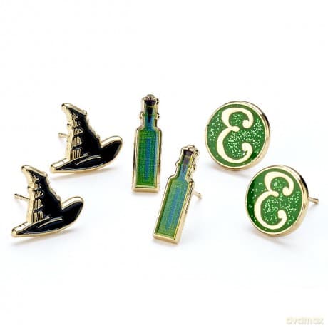 Wicked: Hat. Potion And E Logo Stud Earring Set