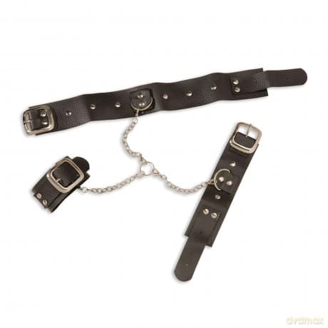 WIDDMAN Leather/ Chain Studded Neck /Wrist Cuffs for Fancy Dress