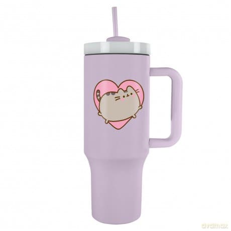Pusheen (serce) kubek podróżny ze słomką (1180 ml)