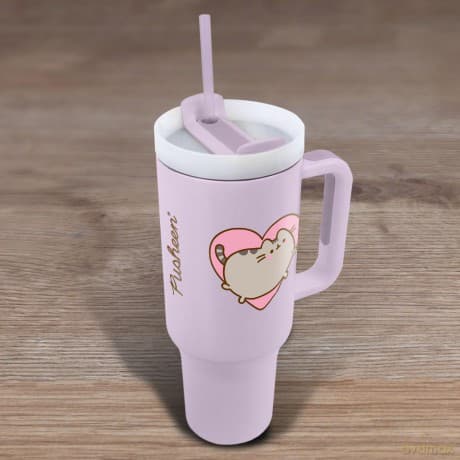 Pusheen (serce) kubek podróżny ze słomką (1180 ml)
