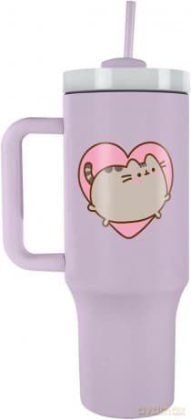 Pusheen (serce) kubek podróżny ze słomką (1180 ml)