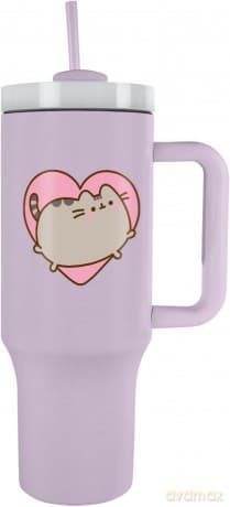 Pusheen (serce) kubek podróżny ze słomką (1180 ml)