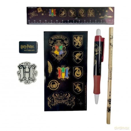 Zestaw szkolny Harry Potter (6 elementów) / Harry Potter Stationery Pouch - Paper - Colourful Crest (6 elements)