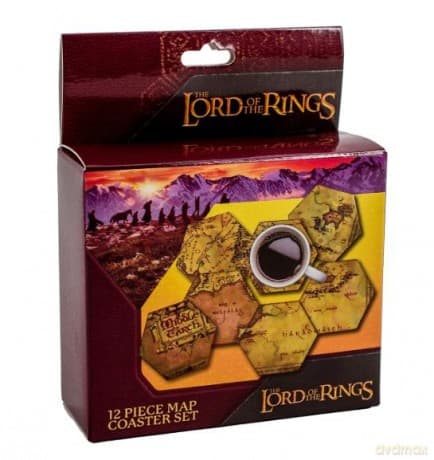 Władca Pierścieni podkładki Mapa Śródziemia (12 szt) / Lord of the Rings: Middle Earth Hex Map Coasters (12 pcs)