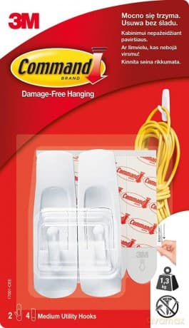 Haczyki wielokrotnego użytku Command średnie białe 2szt.