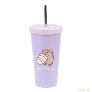 Kubek 500ml Pusheen metalowy z rurką VM03