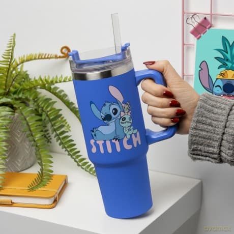 Disney kubek podróżny ze słomką (900 ml) - Stitch / Disney Blue Insulated Cup and Straw (900 ml) Stitch
